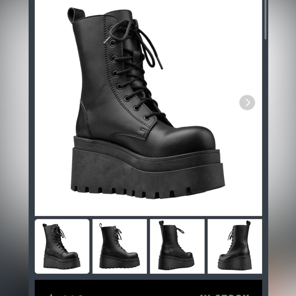 Sleek Black Lace-Up Platform Boots